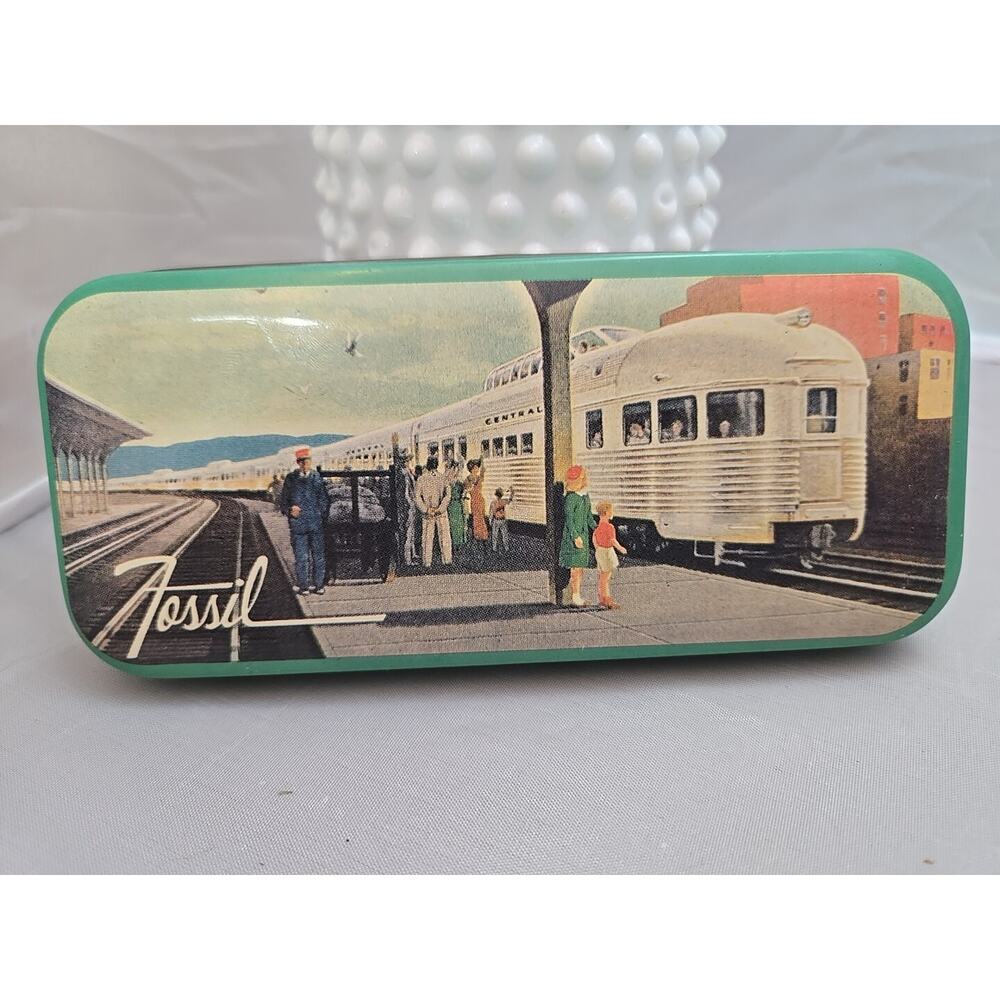 VINTAGE FOSSIL WATCH TIN Train Some Time Is Better Than No Time At All 1991